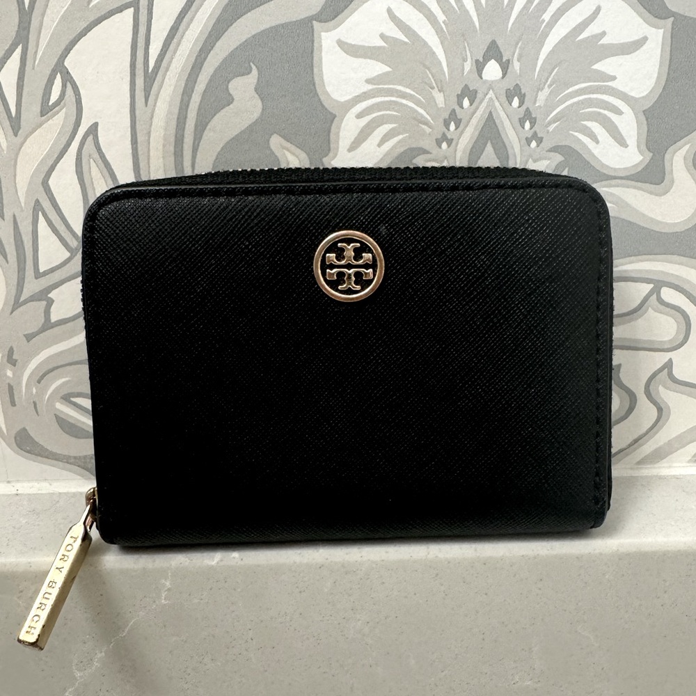 Tory Burch Mini Wallet, Black Leather